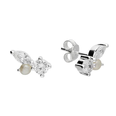 Sterling Silver and Freshwater Pearl Stud Earrings - Rococo Jewellery