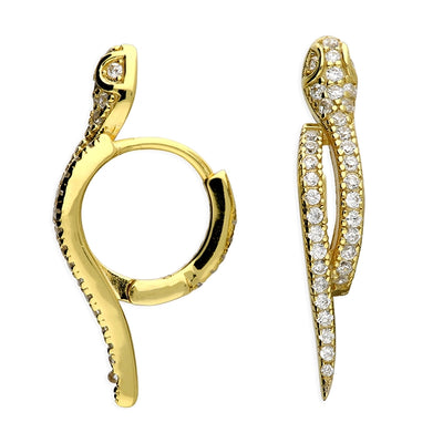Gold Vermeil Cubic Zirconia Snake Huggie Earrings