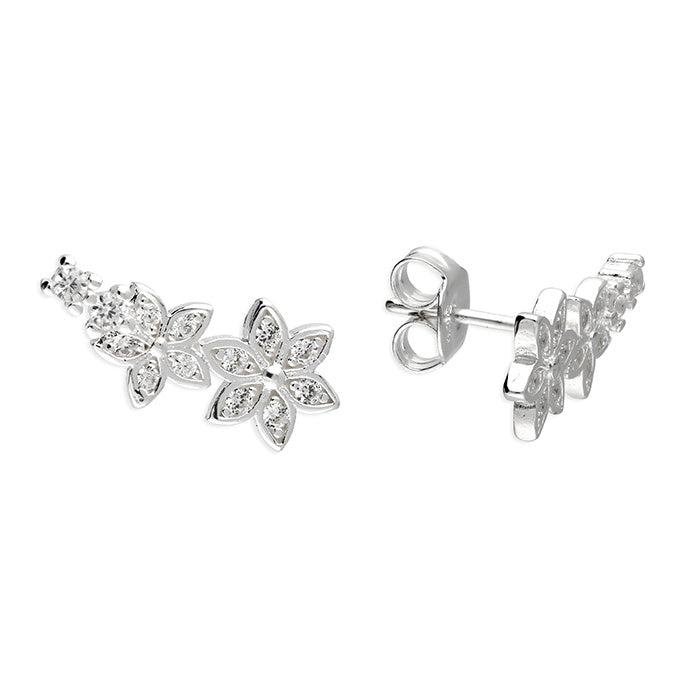 Sterling Silver Cubic Zirconia Climber Earrings
