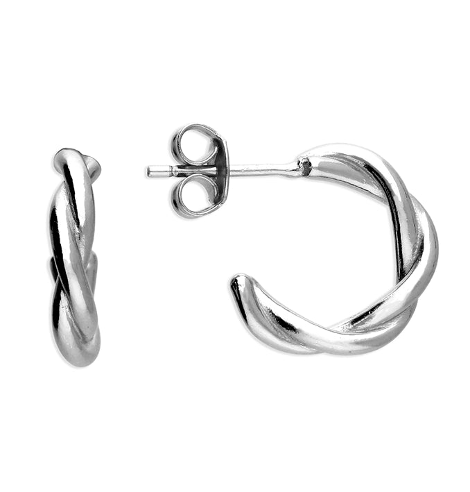 Sterling Silver Twist Hoop Stud Earrings