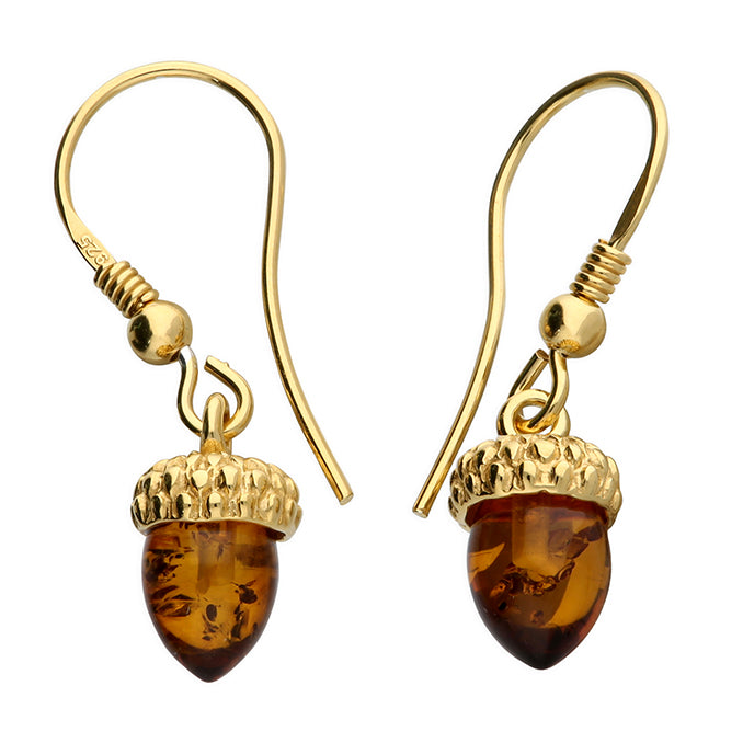 Gold Vermeil Amber Acorn Drop Earrings