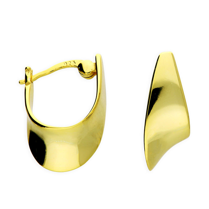 18ct Gold Vermeil Rounded Hinged Hoop Earrings