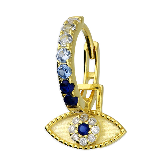Gold Vermeil Evil Eye Charm Huggie Earrings