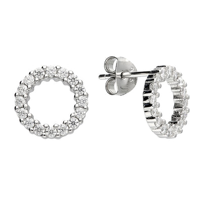 Sterling Silver Moissanite Open Circle Stud Earrings