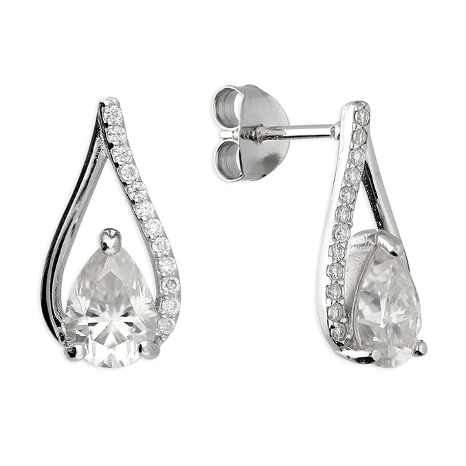 Sterling Silver Moissanite Teardrop Stud Earrings