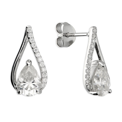 Sterling Silver Moissanite Teardrop Stud Earrings
