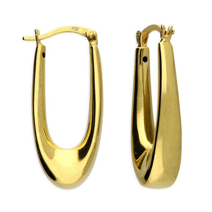Gold Vermeil Large Curved Creole Hoop Earrings