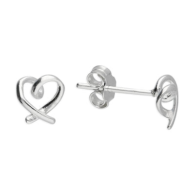 Sterling Silver Open Heart Stud Earrings