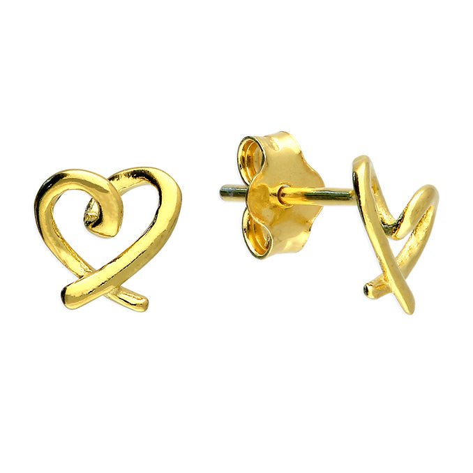 Gold Vermeil Open Heart Stud Earrings