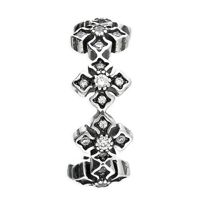 Sterling Silver Single Gothic Quatrefoil Hoop Earring