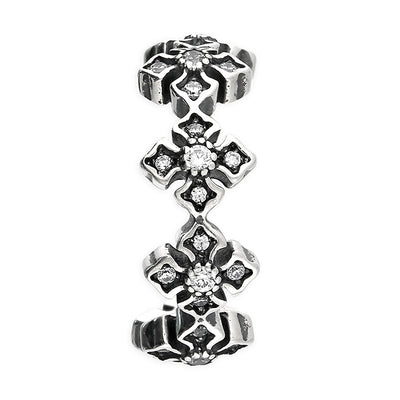 Sterling Silver Single Gothic Quatrefoil Hoop Earring