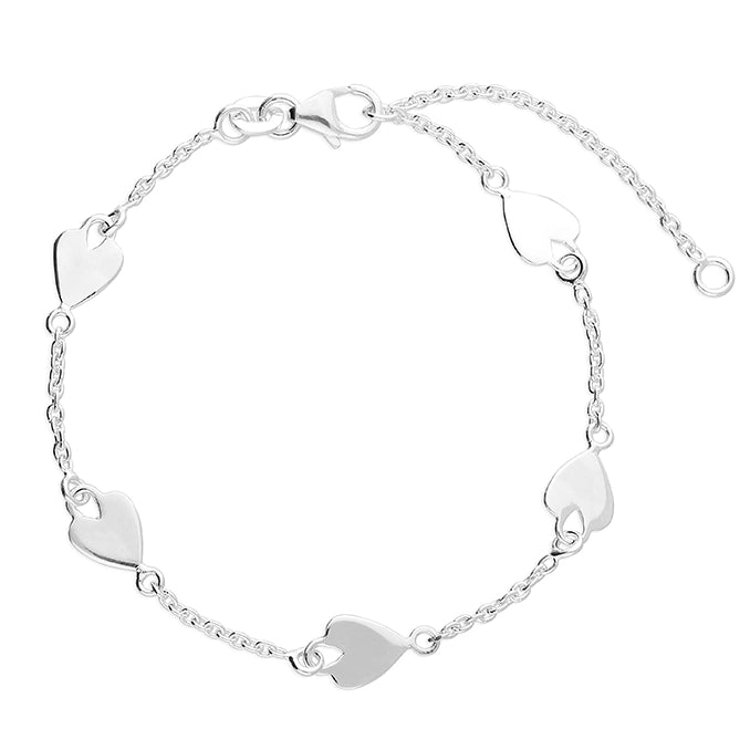Sterling Silver Heart Charm Bracelet