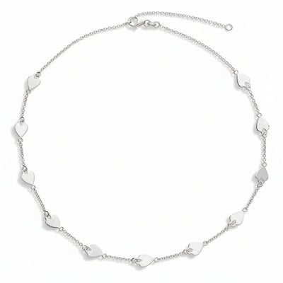 Sterling Silver Polished Heart Charms Necklace