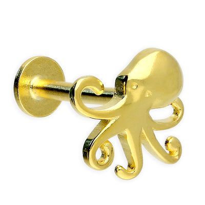 Gold Vermeil Octopus Labret Stud Earring
