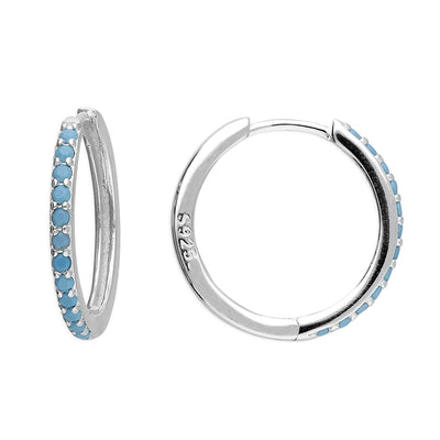 Sterling Silver Turquoise Hoop Earrings