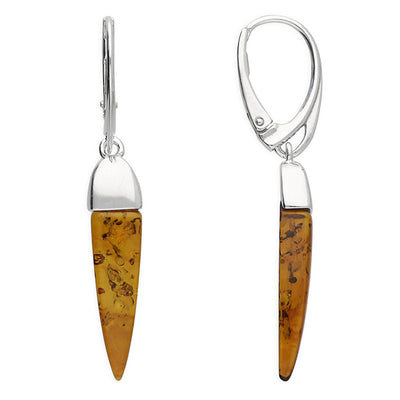 Sterling Silver Amber Spike Drop Earrings