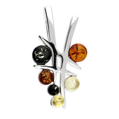 Sterling Silver Multicoloured Amber Pendant