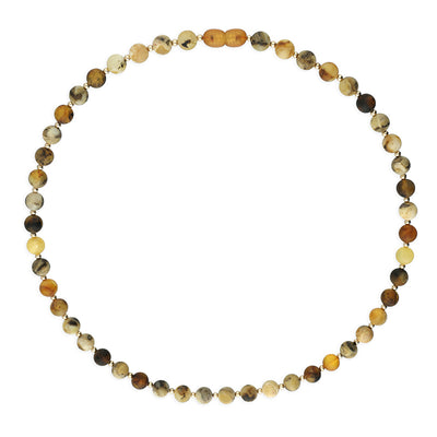 Sterling Silver Multicoloured Amber Beaded Necklace