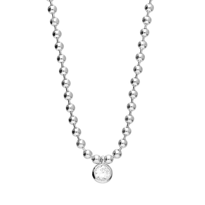 Sterling Silver Cubic Zirconia Charm Necklace