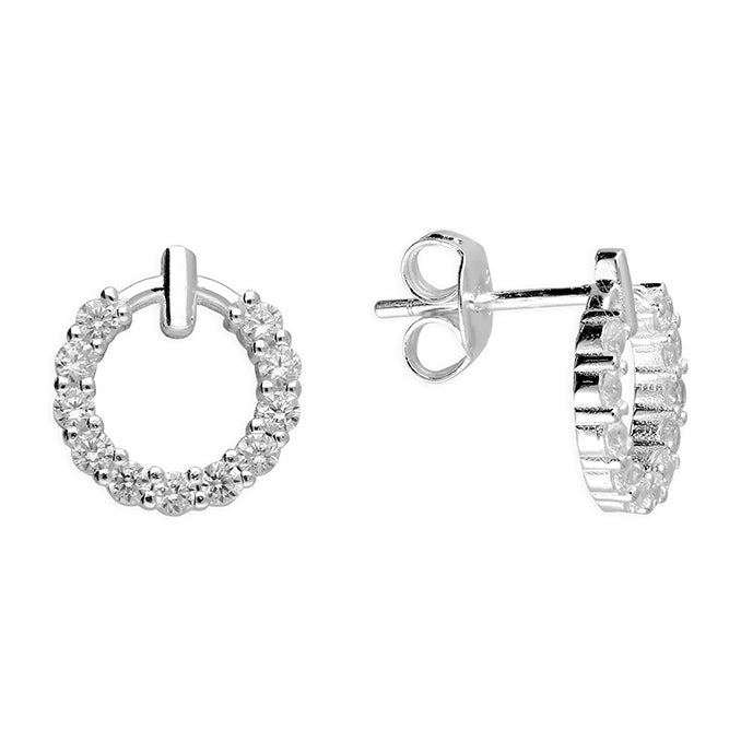 Sterling Silver Cubic Zirconia Open Circle Stud Earrings