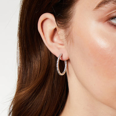 18ct Gold Vermeil Cubic Zirconia Medium Hoop Earrings