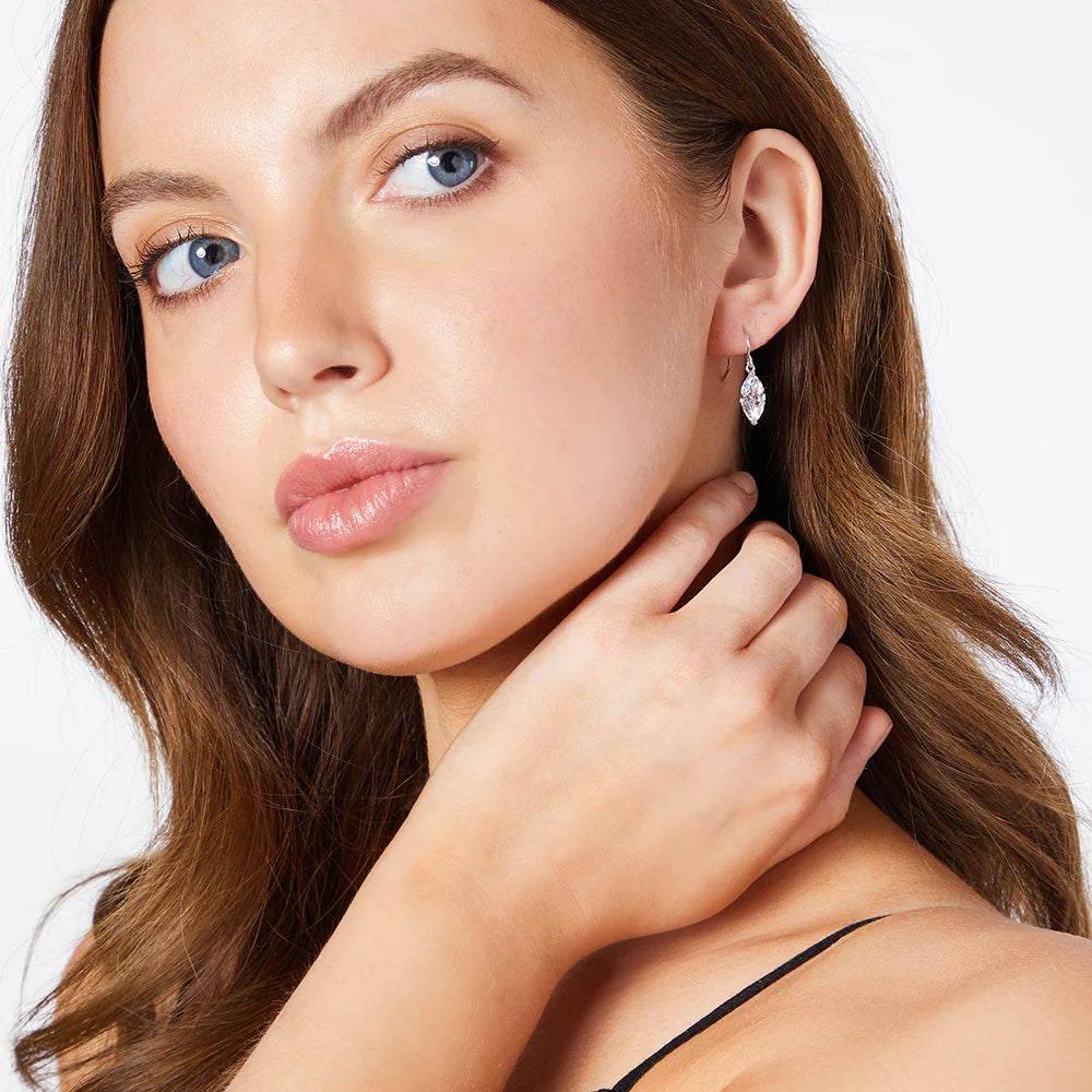 Jools Sterling Silver Large Marquise Drop Earrings