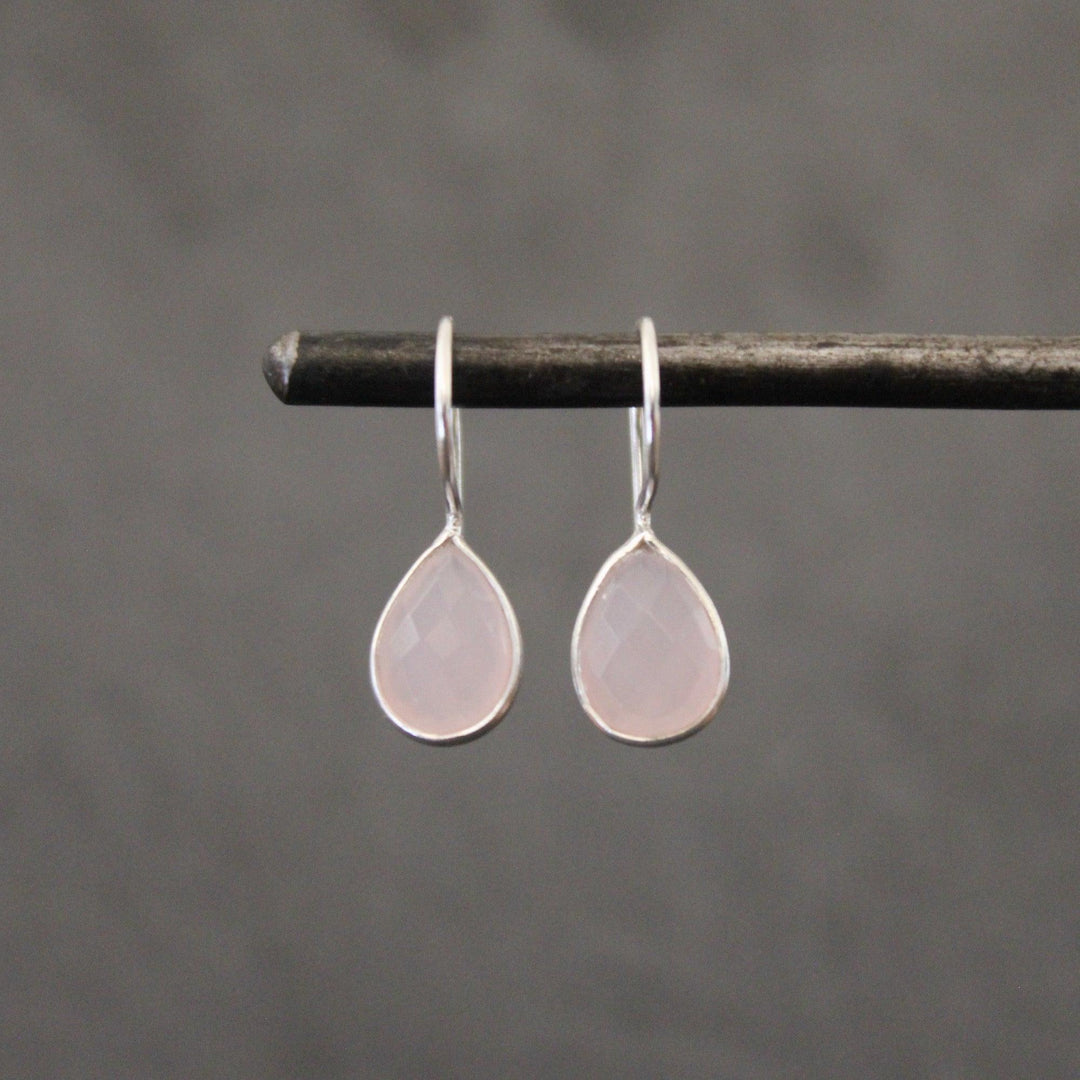 Sterling Silver Rose Quartz Teardrop Earrings – Rococo Jewellery