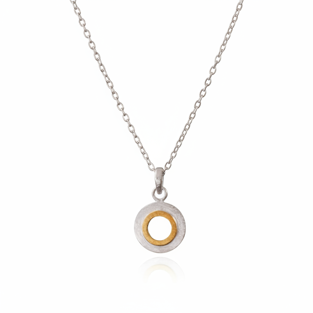 Gold and Silver Open Circle Pendant Necklace