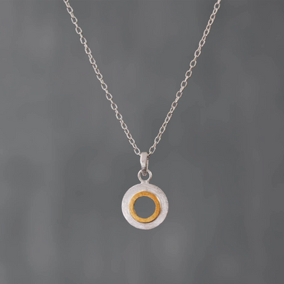 Gold and Silver Open Circle Pendant Necklace