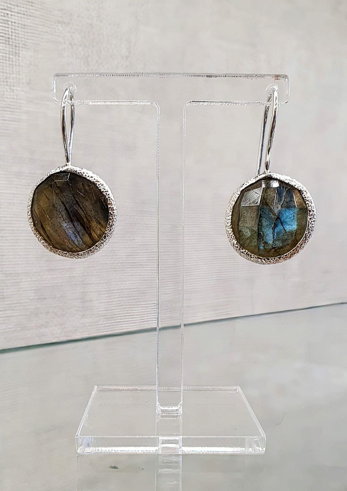 Sterling Silver and Labradorite Drop Earrings - Rococo Jewellery