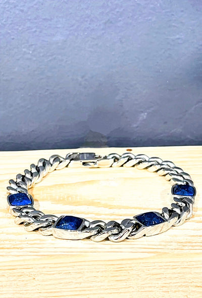 Unique & Co Steel Lapis Lazuli Bracelet