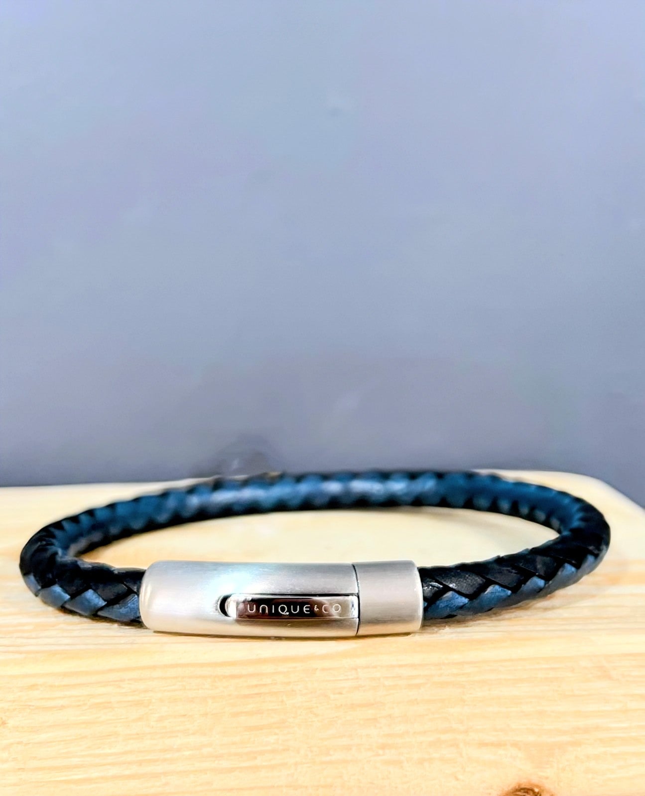 Unique & Co Black and Water Blue Leather Bracelet