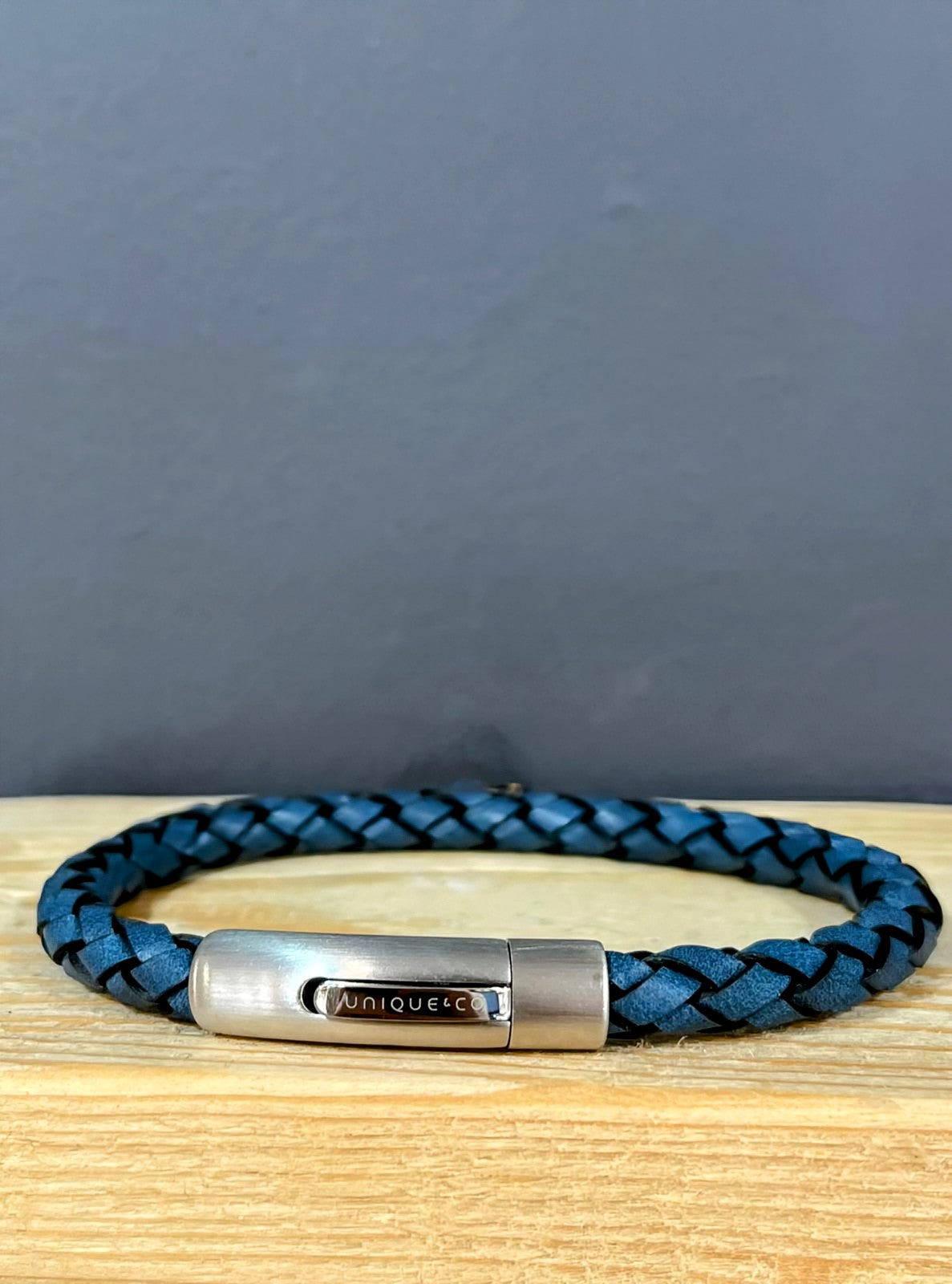 Unique and Co Water Blue Leather Bracelet