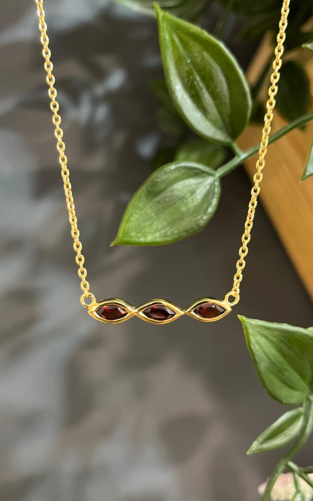 Unique & Co Gold Vermeil Garnet Pendant Necklace