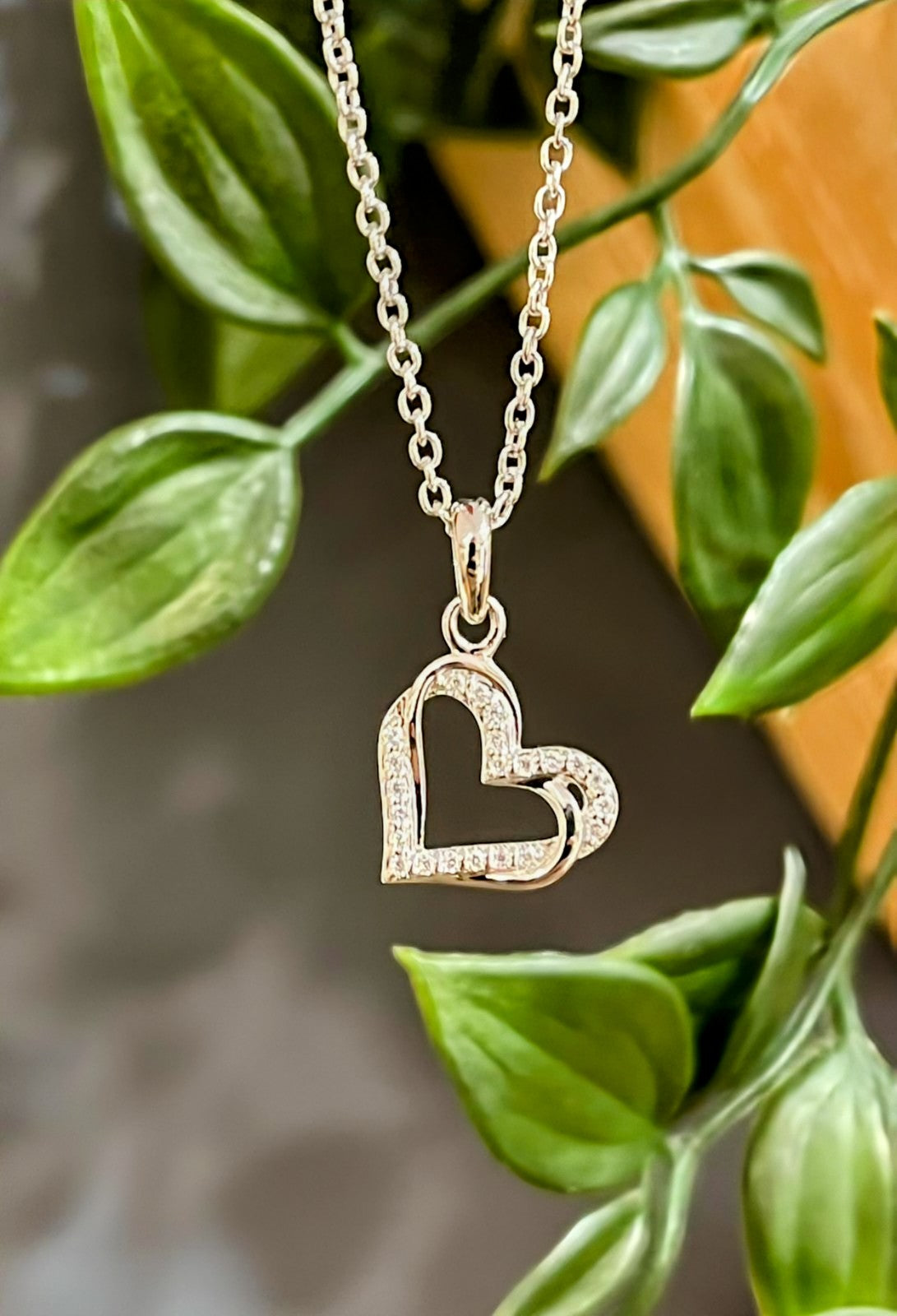 Unique & Co Silver Heart with Cubic Zirconia Necklace