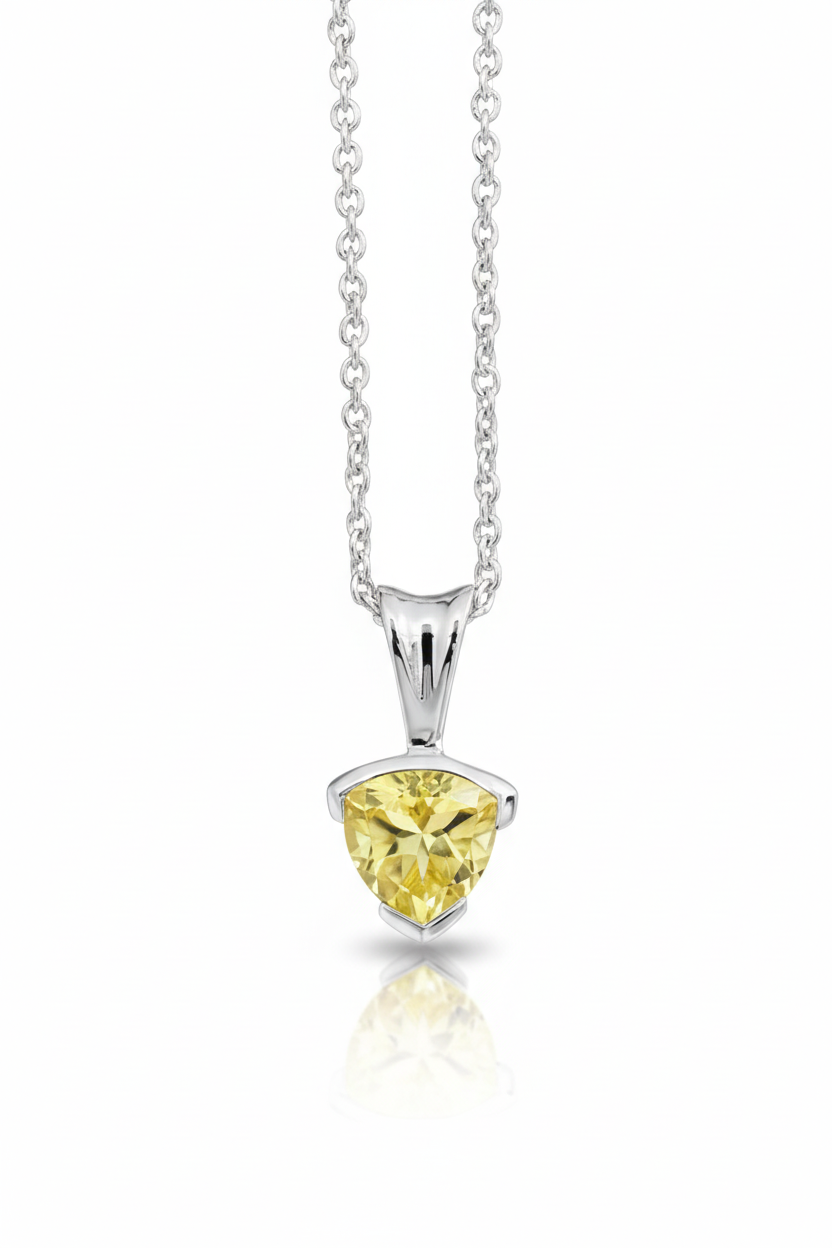 Unique & Co Sterling Silver Lemon Citrine Pendant Necklace