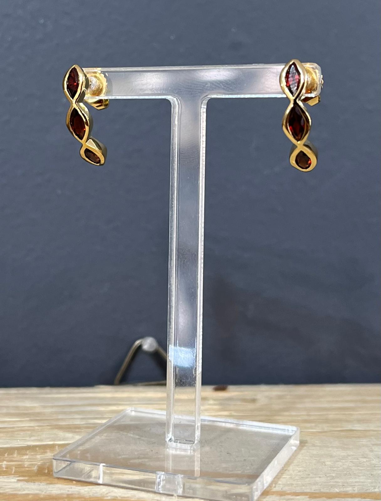 Unique & Co Yellow Gold Vermeil Garnet Stud Earrings