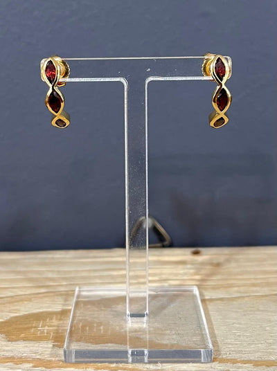 Unique & Co Yellow Gold Vermeil Garnet Stud Earrings
