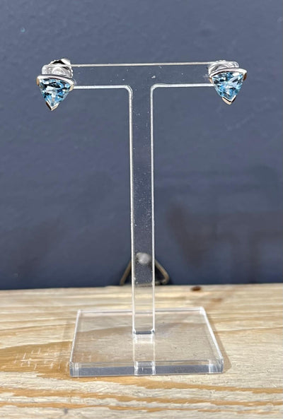 Unique & Co Sterling Silver Blue Topaz Stud Earrings