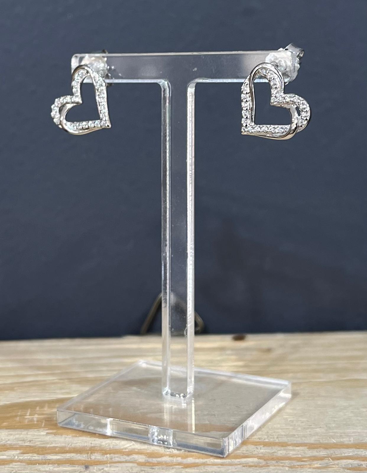Unique & Co Silver Heart Cubic Zirconia Stud Earrings