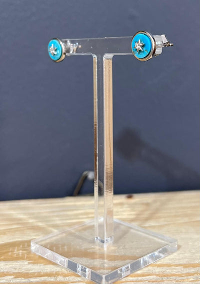 Unique & Co Silver Turquoise Cubic Zirconia Stud Earrings