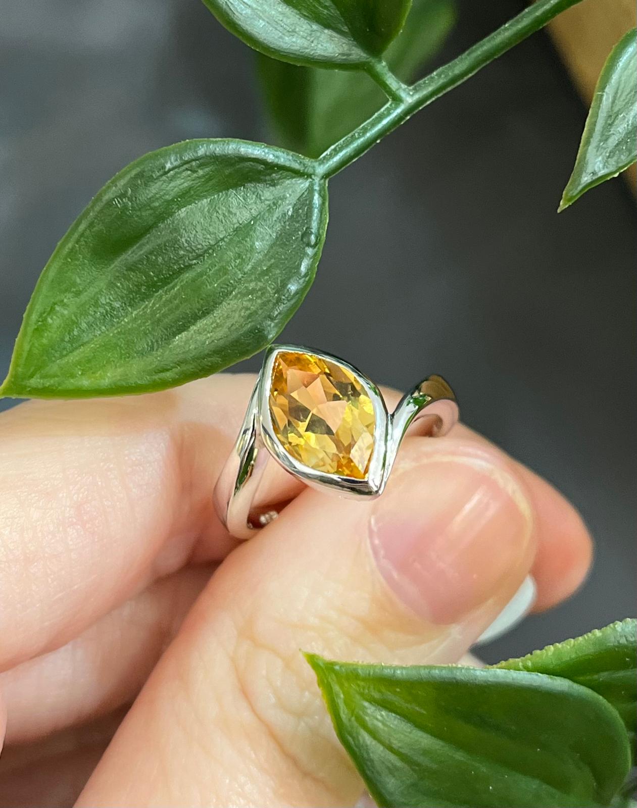 Unique & Co Sterling Silver Golden Citrine Ring