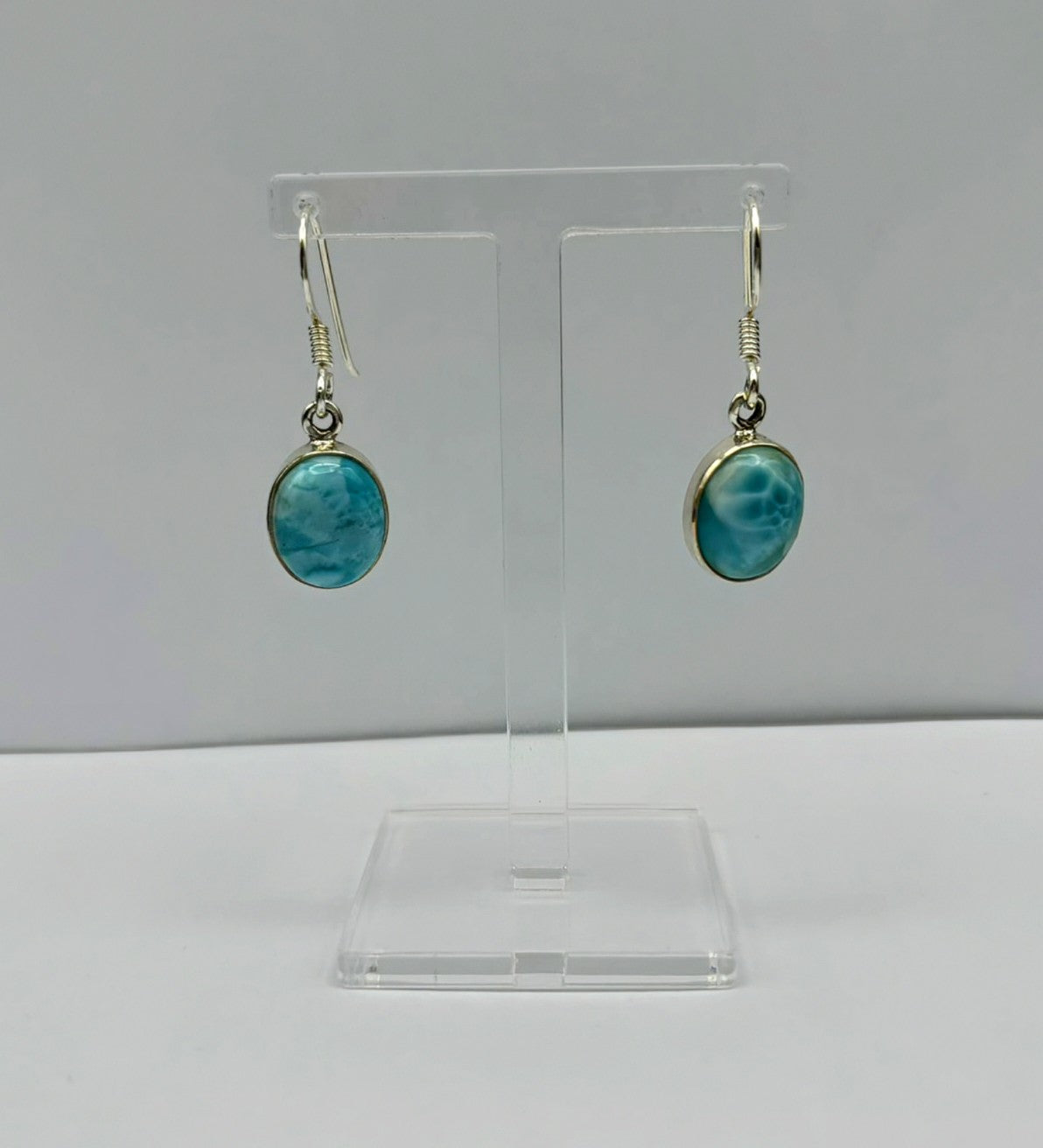 Sterling Silver Larimar Oval Earrings