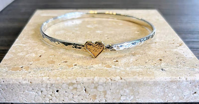 Lavan Silver and Gold Heart Bangle