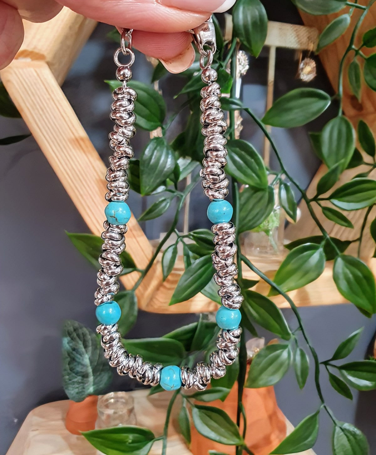 Unique & Co Stainless Steel Turquoise Bead Bracelet