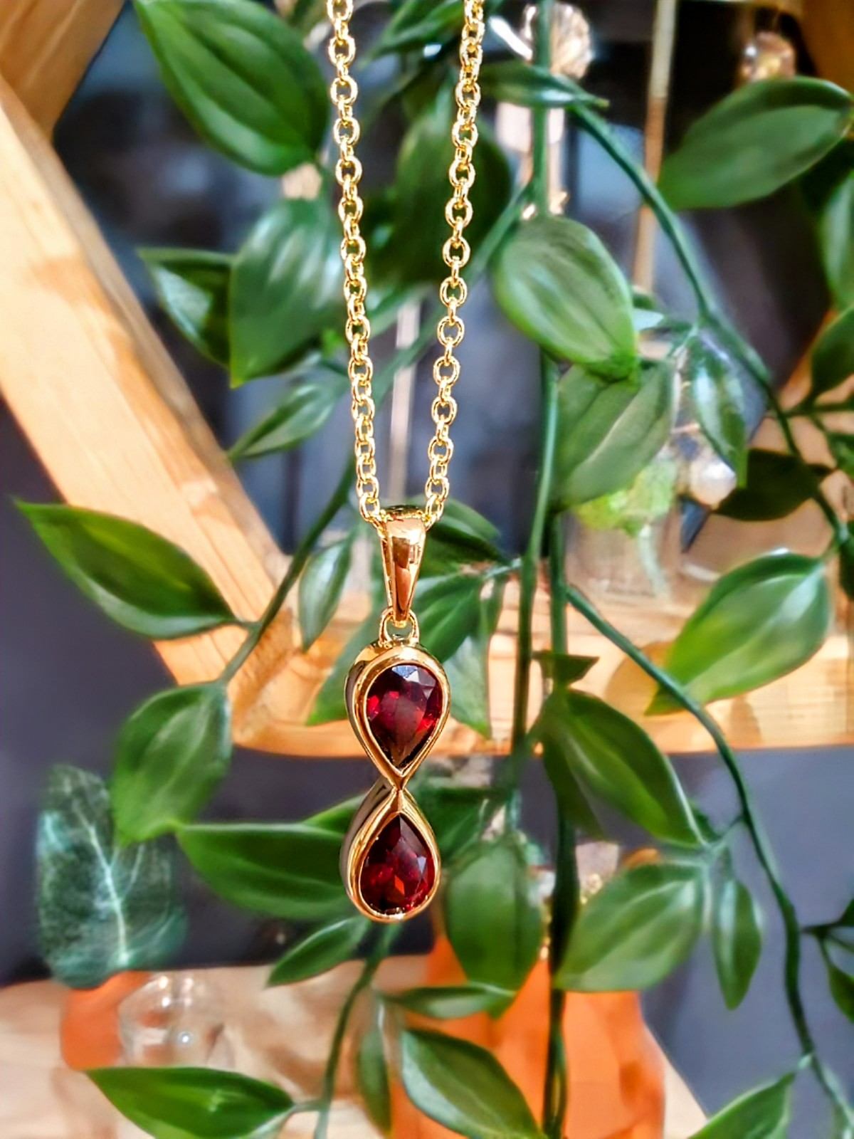 Unique & Co Gold Vermeil Garnet Pendant Necklace