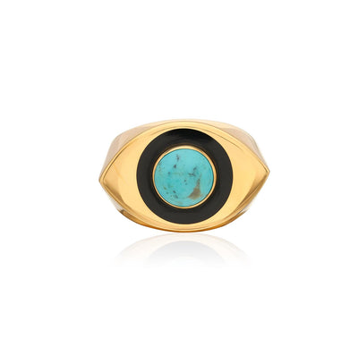 Anna Beck Gold Turquoise Evil Eye Oval Ring