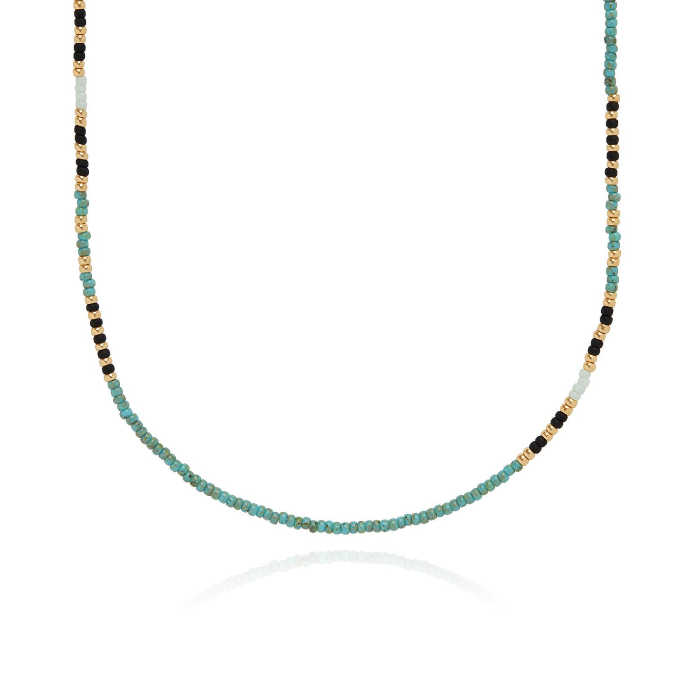 Anna Beck Mutsa Gold Blue Green Beaded Necklace