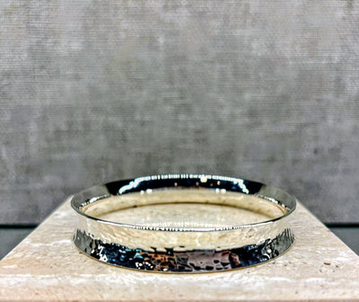 Sterling Silver Hammered Concave Bangle