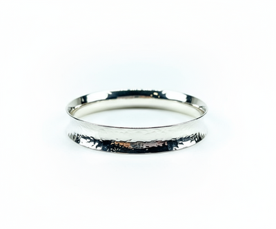 Sterling Silver Hammered Concave Bangle